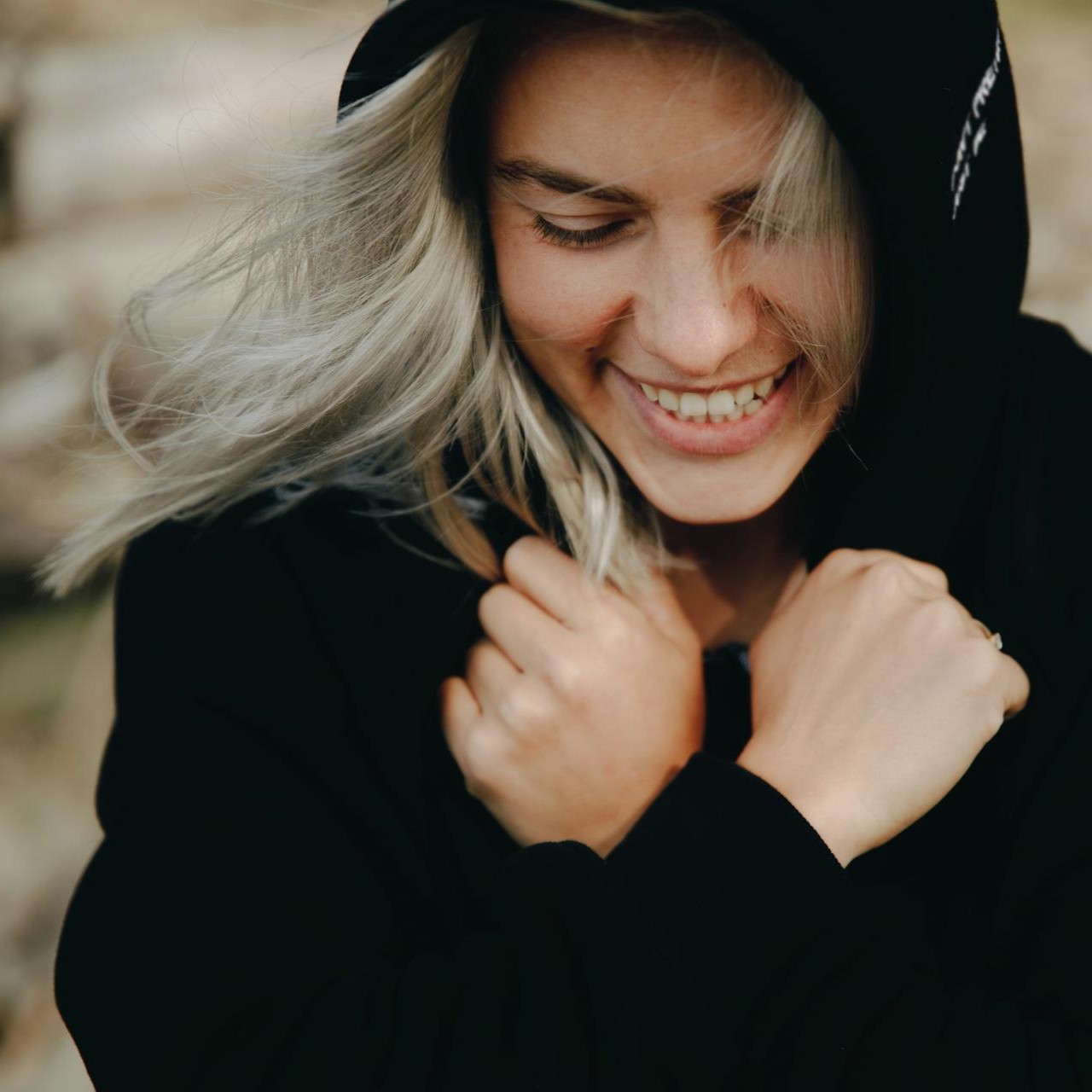 Girl wearing sweatshirt in fall